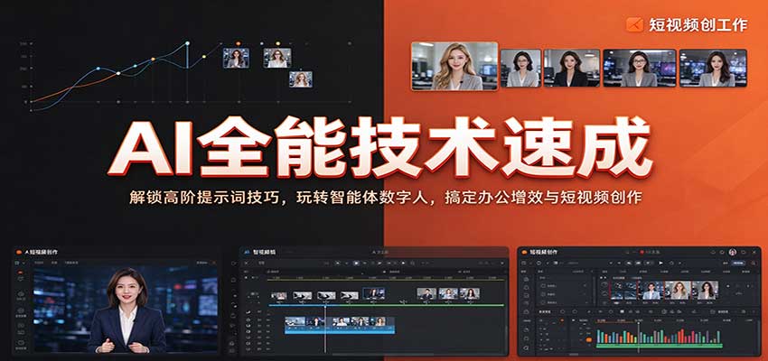 AI全能技术速成:解锁高阶提示词技巧,玩转智能体数字人,搞定办公增效与短视频创作-来友网创