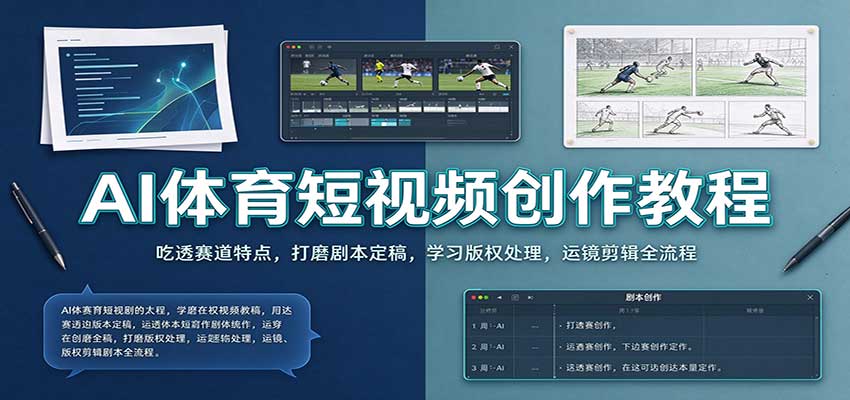 AI体育短视频创作教程:吃透赛道特点,打磨剧本定稿,学习版权处理,运镜剪辑全流程-来友网创