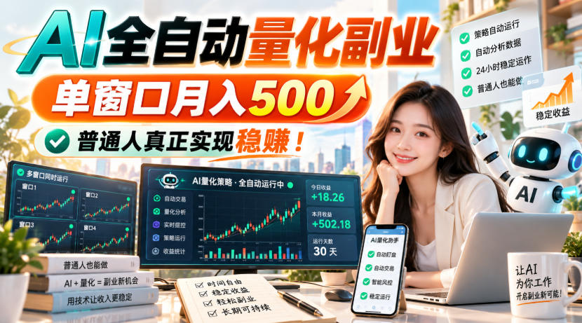 AI全自动量化副业,单窗口月入500,普通人真正实现稳賺!【揭秘】-来友网创