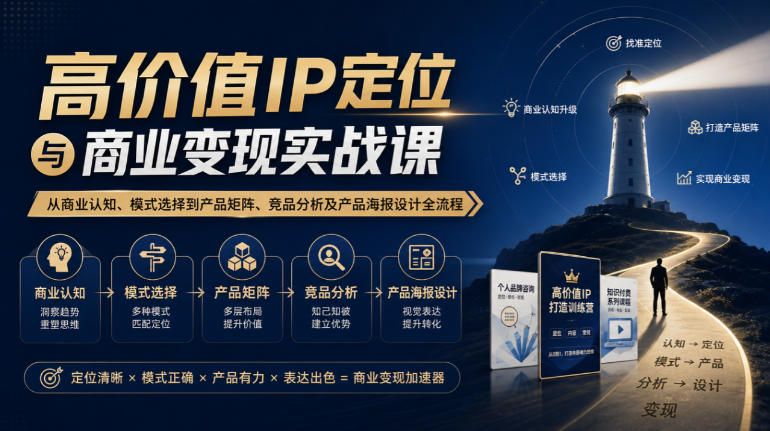 【无水印】高价值IP定位与商业变现实战课,从商业认知、模式选择到产品矩阵、竞品分析及产品海报设计全流程-来友网创