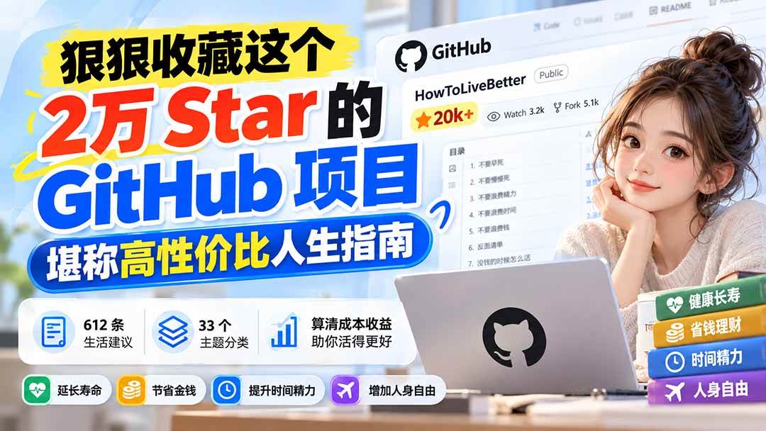 (20726期)狠狠收藏这个 2 万 Star 的 GitHub 项目,堪称高性价比人生指南。-来友网创
