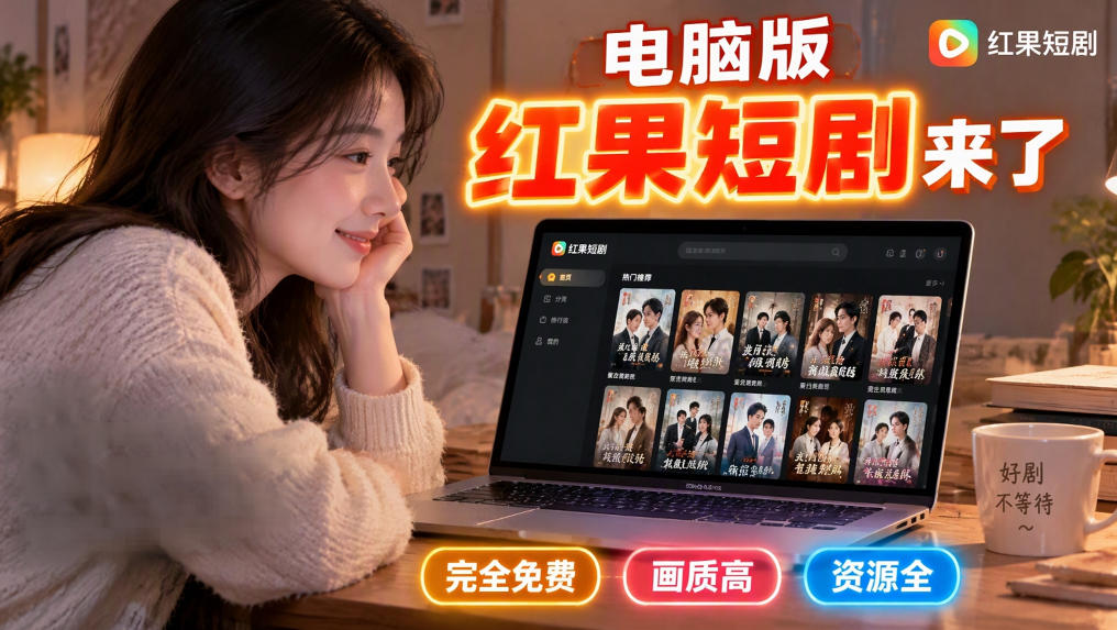 手机看短剧费眼?电脑版红果短剧来了,完全免费、画质高、资源全-来友网创