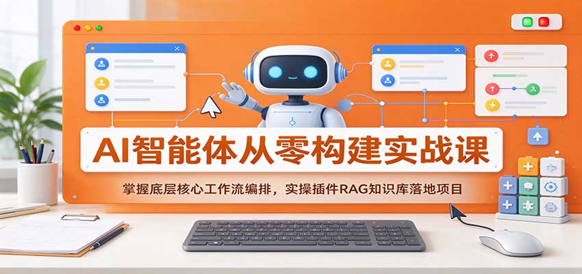 AI智能体从零构建实战课:掌握底层核心工作流编排,实操插件RAG知识库落地项目-来友网创