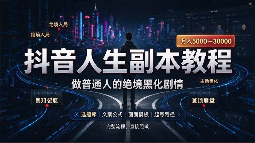 (20734期)抖音爆火AI人生副本赛道,28作品涨粉33万粉丝,看完自己便可产出爆款-来友网创