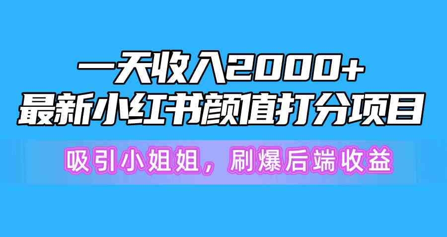 （10187期）一天收入2000+，最新小红书颜值打分项目，吸引小姐姐，刷爆后端收益-来友网创