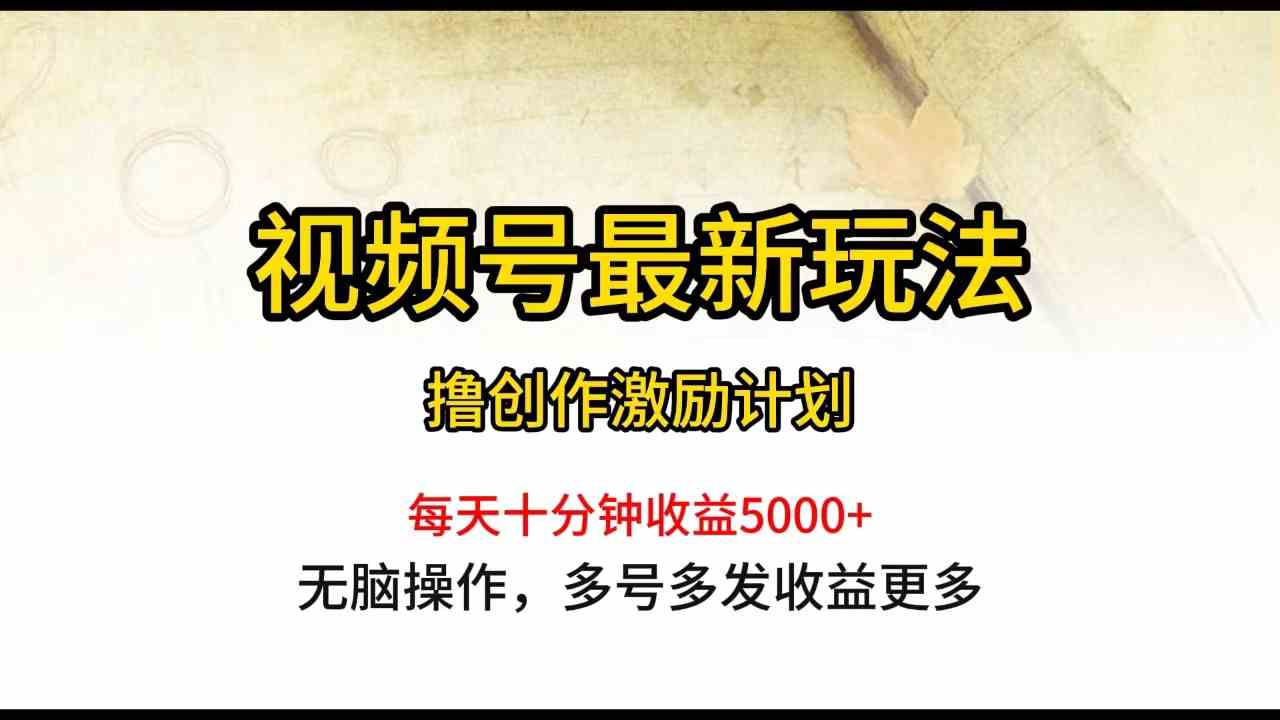 （10087期）视频号最新玩法，每日一小时月入5000+-来友网创