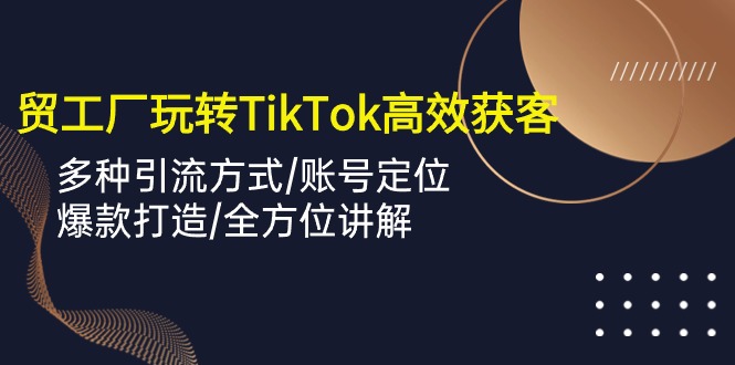 （10302期）外贸工厂玩转TikTok高效获客，多种引流方式/账号定位/爆款打造/全方位讲解-来友网创