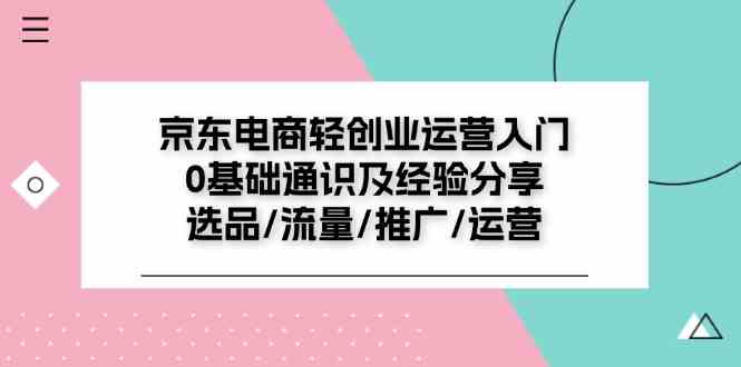 京东电商轻创业运营入门0基础通识及经验分享：选品/流量/推广/运营-来友网创