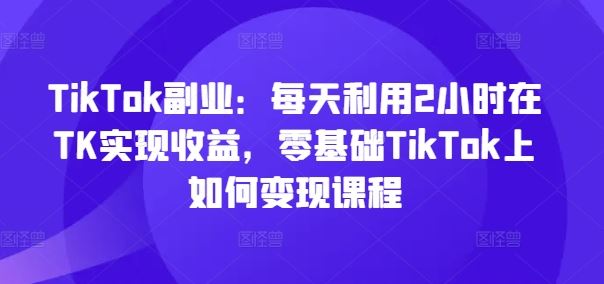 TikTok副业：每天利用2小时在TK实现收益，零基础TikTok上如何变现课程-来友网创