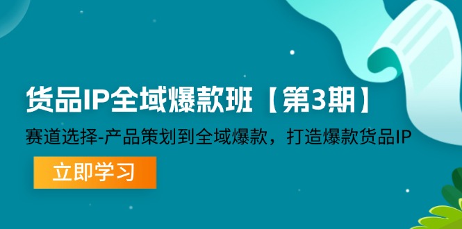 货品IP全域爆款班【第3期】赛道选择、产品策划到全域爆款，打造爆款货品IP-来友网创