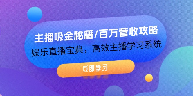 （12188期）主播吸金秘籍/百万营收攻略，娱乐直播宝典，高效主播学习系统-来友网创