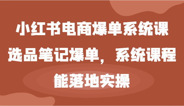 小红书电商爆单系统课-选品笔记爆单，系统课程，能落地实操-来友网创