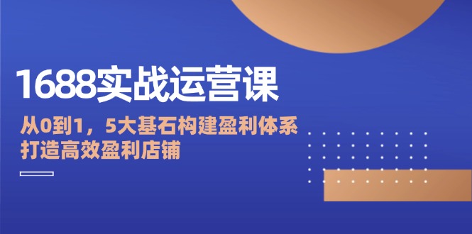 （12482期）1688实战运营课：从0到1，5大基石构建盈利体系，打造高效盈利店铺-来友网创