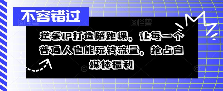 逆袭IP打造陪跑课，让每一个普通人也能玩转流量，抢占自媒体福利-来友网创
