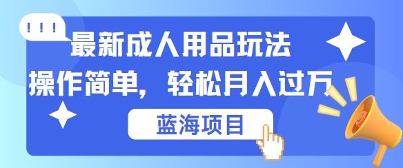 最新成人用品项目玩法，操作简单，动动手，轻松日入几张【揭秘】-来友网创