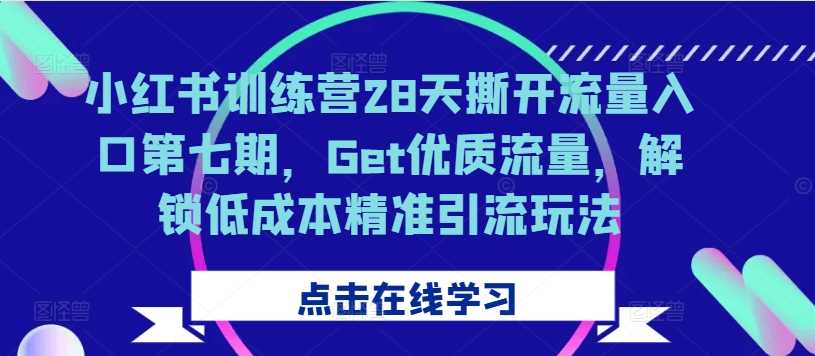 小红书训练营28天撕开流量入口第七期，Get优质流量，解锁低成本精准引流玩法-来友网创