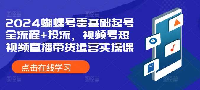 2024蝴蝶号零基础起号全流程+投流，视频号短视频直播带货运营实操课-来友网创