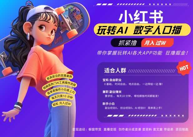 小红书数字人暴力起号，AI改写文案，再也不用费劲录口播，流量火爆月入破W轻松拿捏-来友网创