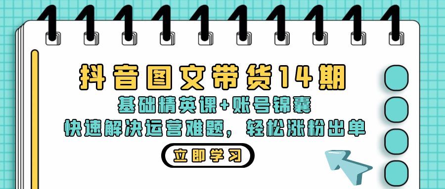 （13107期）抖音 图文带货14期：基础精英课+账号锦囊，快速解决运营难题 轻松涨粉出单-来友网创