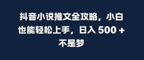 抖音小说推文全攻略，小白也能轻松上手，日入 5张+ 不是梦【揭秘】-来友网创
