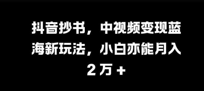 抖音抄书，中视频变现蓝海新玩法，小白亦能月入 过W【揭秘】-来友网创