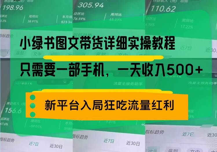 （13509期）小绿书图文带货详细实操教程，只需要一部手机，一天收入500+，轻松变现-来友网创