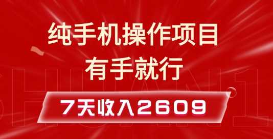 纯手机操作的小项目，有手就能做，7天收入2609+实操教程【揭秘】-来友网创