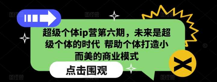 超级个体ip营第六期，未来是超级个体的时代  帮助个体打造小而美的商业模式-来友网创