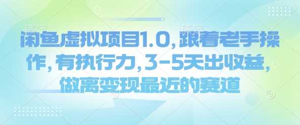 闲鱼虚拟项目1.0，跟着老手操作，有执行力，3-5天出收益，做离变现最近的赛道-来友网创
