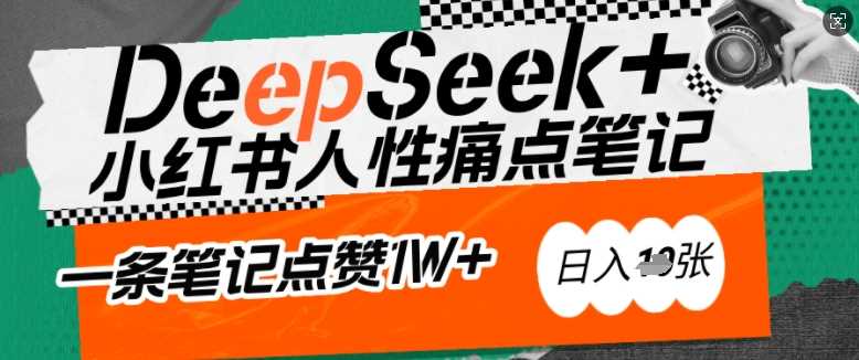 AI赋能小红书爆款秘籍：用DeepSeek轻松抓人性痛点，小白也能写出点赞破万的吸金笔记，日入多张-来友网创