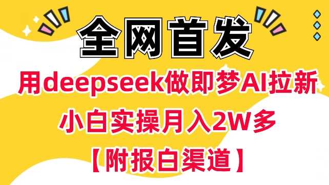 用deepseek做即梦Ai拉新 小白实操月入过W+【附报白渠道】-来友网创