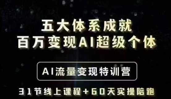 五大体系成就百万变现AI超级个体- AI流量变现特训营，一步一步教你一个人怎么年入百W-来友网创
