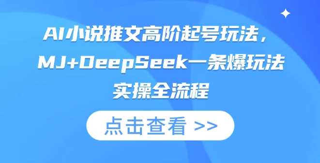 AI小说推文高阶起号玩法，MJ+DeepSeek一条爆玩法实操全流程-来友网创