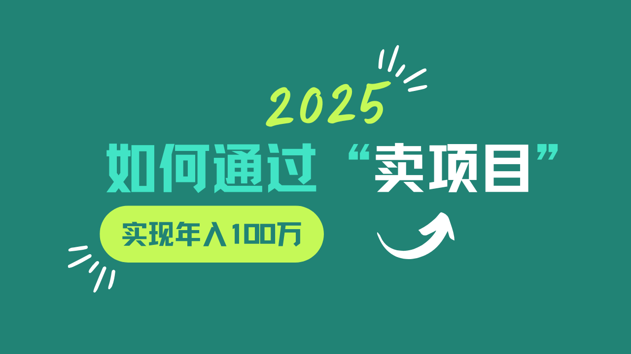 2025年如何通过“卖项目”实现年入100w-来友网创