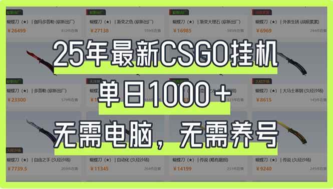 （14178期）25年最新CSGO挂机系统，单日1000+，无需电脑，无需养号，0基础可上手-来友网创