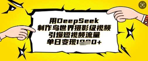 用DeepSeek制作鸟世界摄影级视频，引爆短视频流量，单日变现1k-来友网创