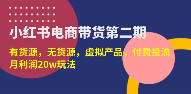 （14186期）小红书电商带货第二期，有货源，无货源，虚拟产品，付费投流，月利润20w-来友网创