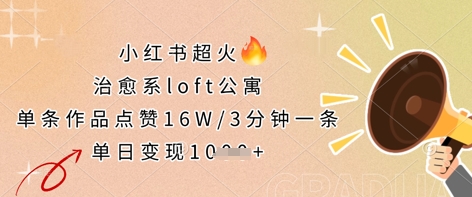 小红书超火的治愈系loft公寓，单条作品点赞16W，3分钟一条，单日变现数张-来友网创