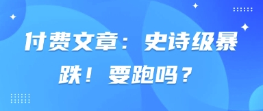 付费文章：史诗级暴跌！要跑吗？-来友网创
