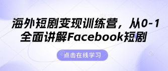 海外短剧变现训练营，从0-1全面讲解Facebook短剧-来友网创