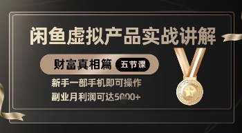 精品！闲鱼虚拟产品实战讲解，新手一部手机即可操作，副业月利润可达5k+-来友网创