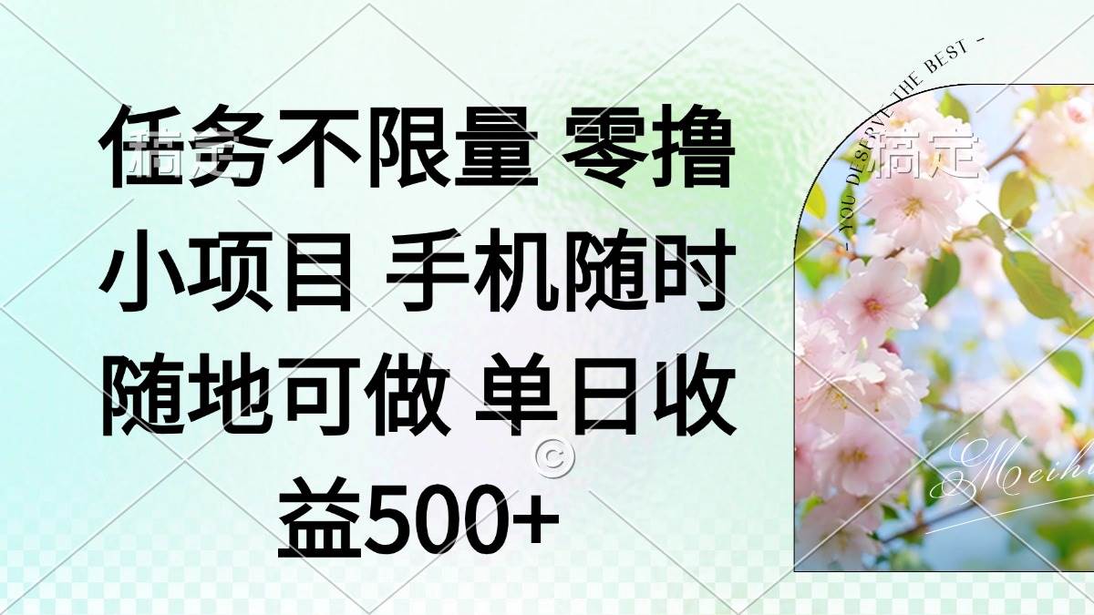（14391期）零撸小项目 手机随时可做 任务不限量 单日收益500＋-来友网创
