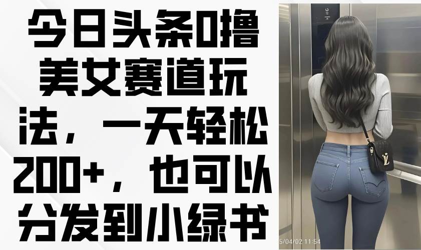 （14393期）今日头条0撸美女赛道玩法，一天轻松200+，也可以分发到小绿书-来友网创