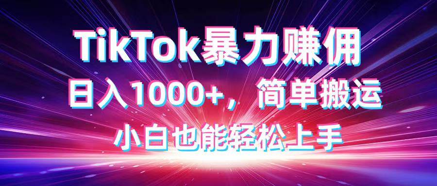 （14402期）TikTok搬运暴力赚佣，日入1000+，简单搬运，小白也能轻松上手-来友网创