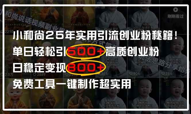 （14436期）小和尚2025年实用引流秘籍！单日轻松引500+高质量创业粉，日变现800+，…-来友网创