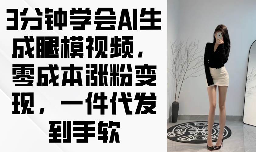 （14537期）3分钟学会AI生成腿模视频，零成本涨粉变现，一件代发到手软-来友网创