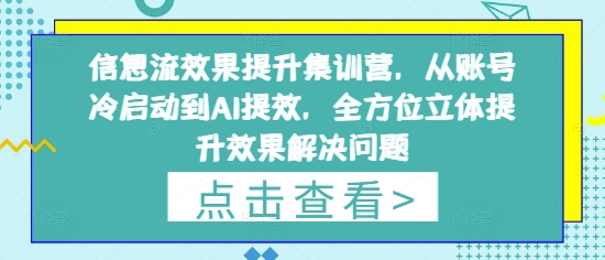 信息流效果提升集训营，从账号冷启动到AI提效，全方位立体提升效果解决问题-来友网创