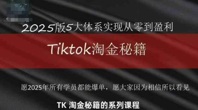 TikTok跨境2025淘金秘籍，​2025TikTok从0到盈利变现-来友网创