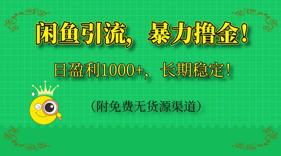 （14647期）闲鱼引流，暴力撸金，日盈利1000+，长期稳定！（附免费无货源渠道）-来友网创