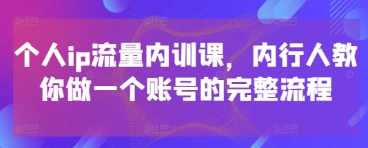 个人ip流量内训课，内行人教你做一个账号的完整流程-来友网创